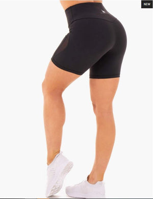 Hype High Waisted Mesh Shorts- Black - Catinker Activewear