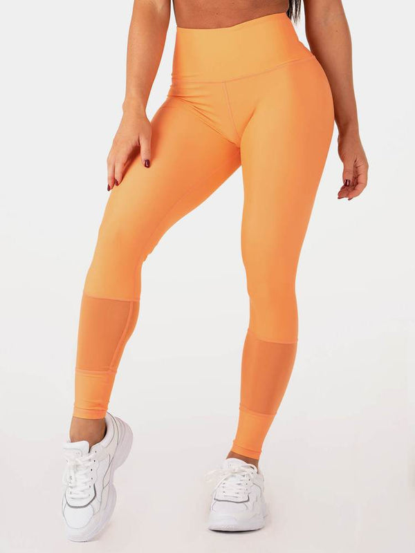 Mesh High Waisted Leggings - Orange - Catinker Activewear