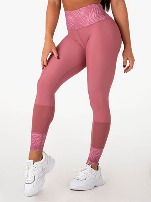 Mesh High Waisted Leggings - Pink Print - Catinker Activewear