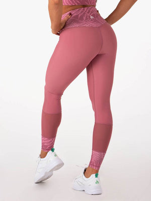 Mesh High Waisted Leggings - Pink Print - Catinker Activewear